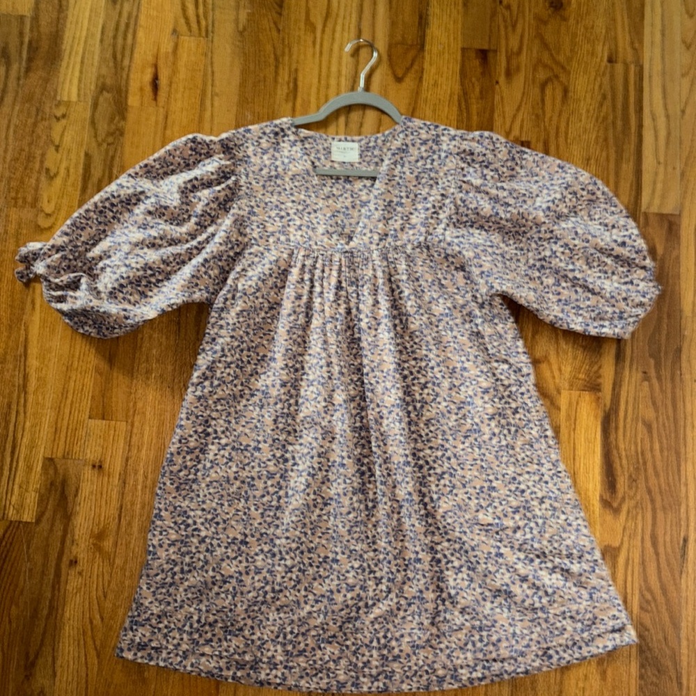 Mirth Belem dress puff sleeve mini cotton bohemian summer coastal coral beach XS